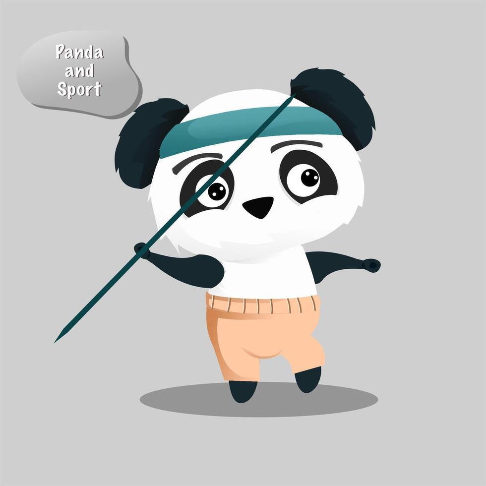Panda do javelin throwing illustration vector