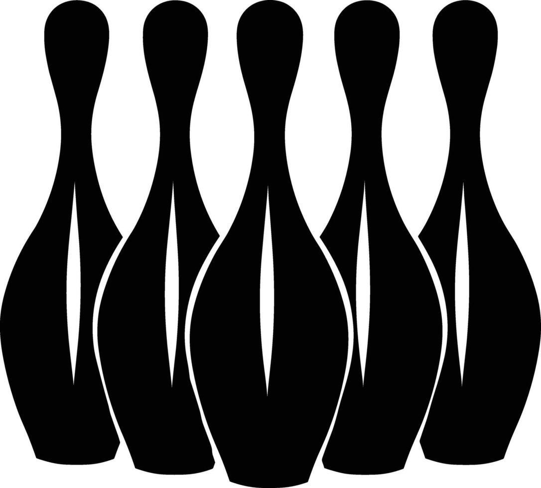 Bowling pins silhouette bundle, Bowling pins icon set, bowling pins standing at the end of a alley, Bowling illustration, simple silhouette design. vector