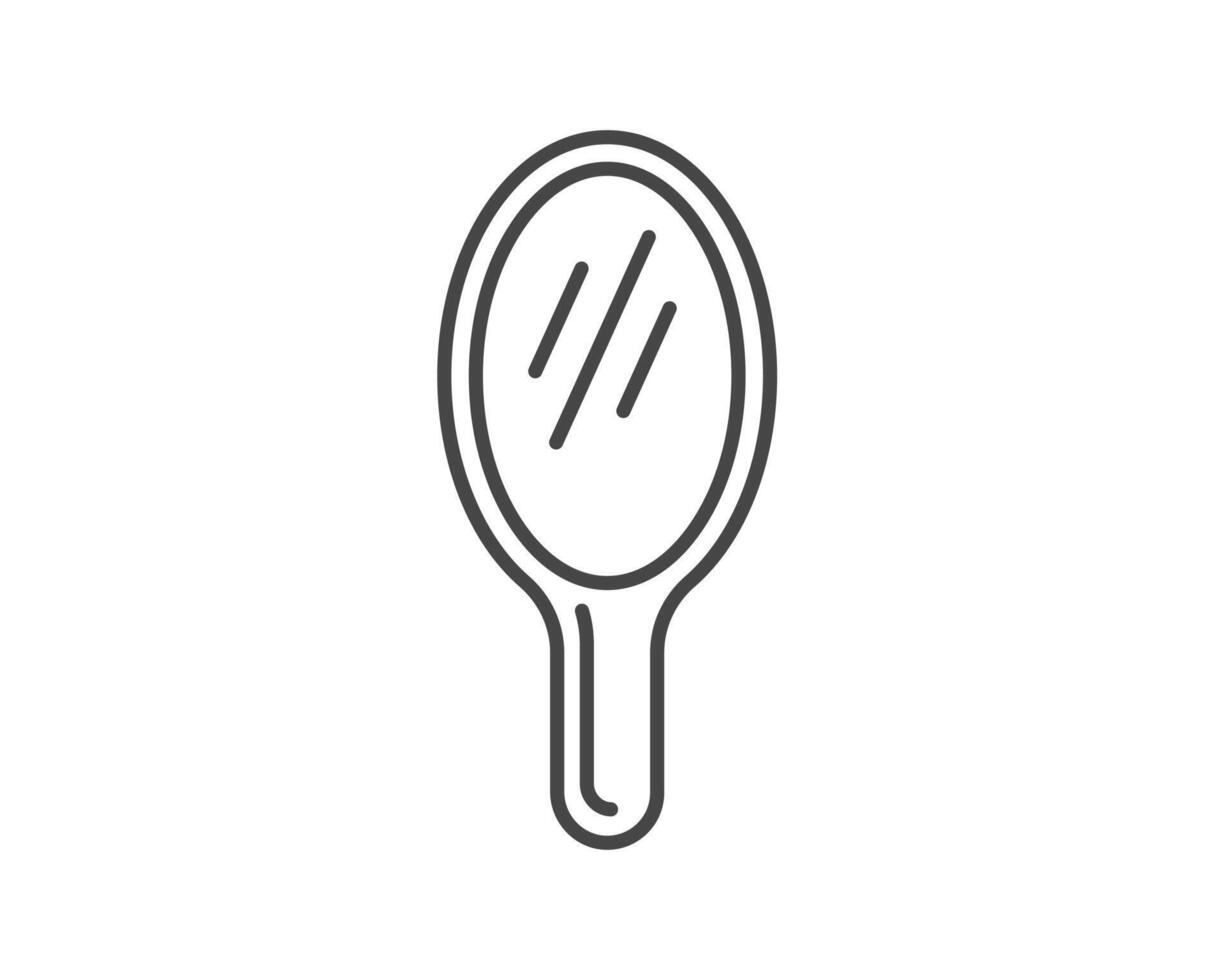 Makeup and cosmetics. Linear graphic beauty icons in the form of a face mirror. vector