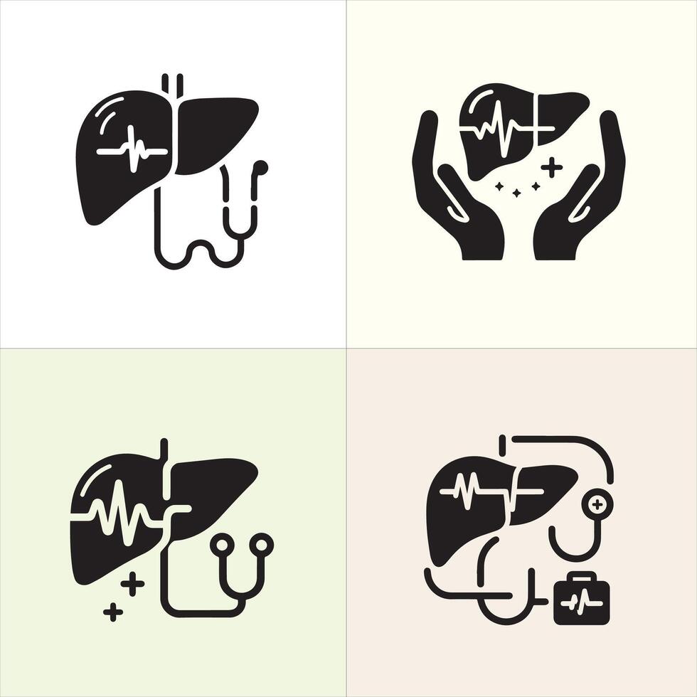 Liver Lifeline silhouette design, organ day silhouette design vector