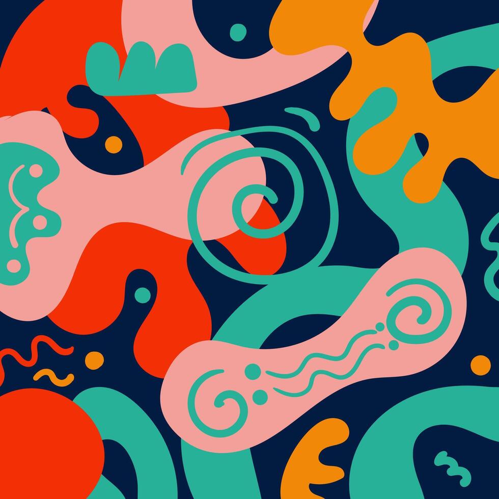 Hand drawn flat abstract shapes background vector