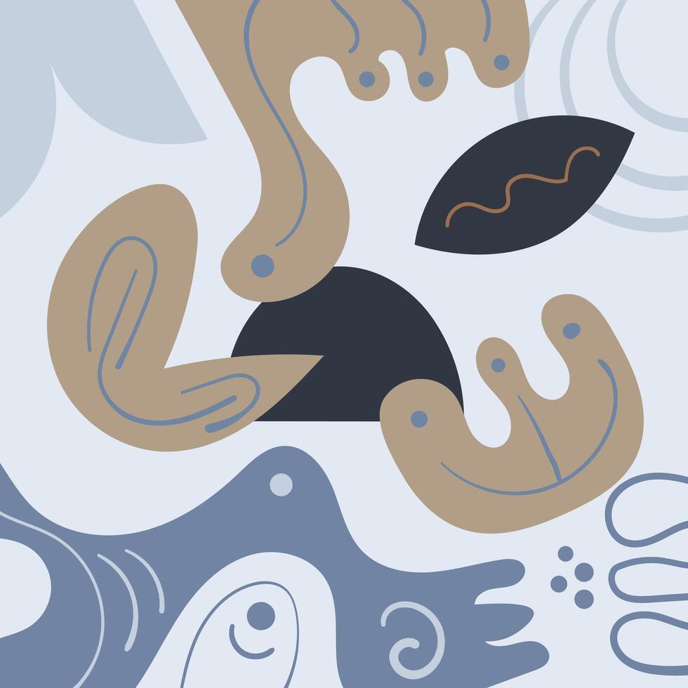 Hand drawn flat abstract shapes background vector
