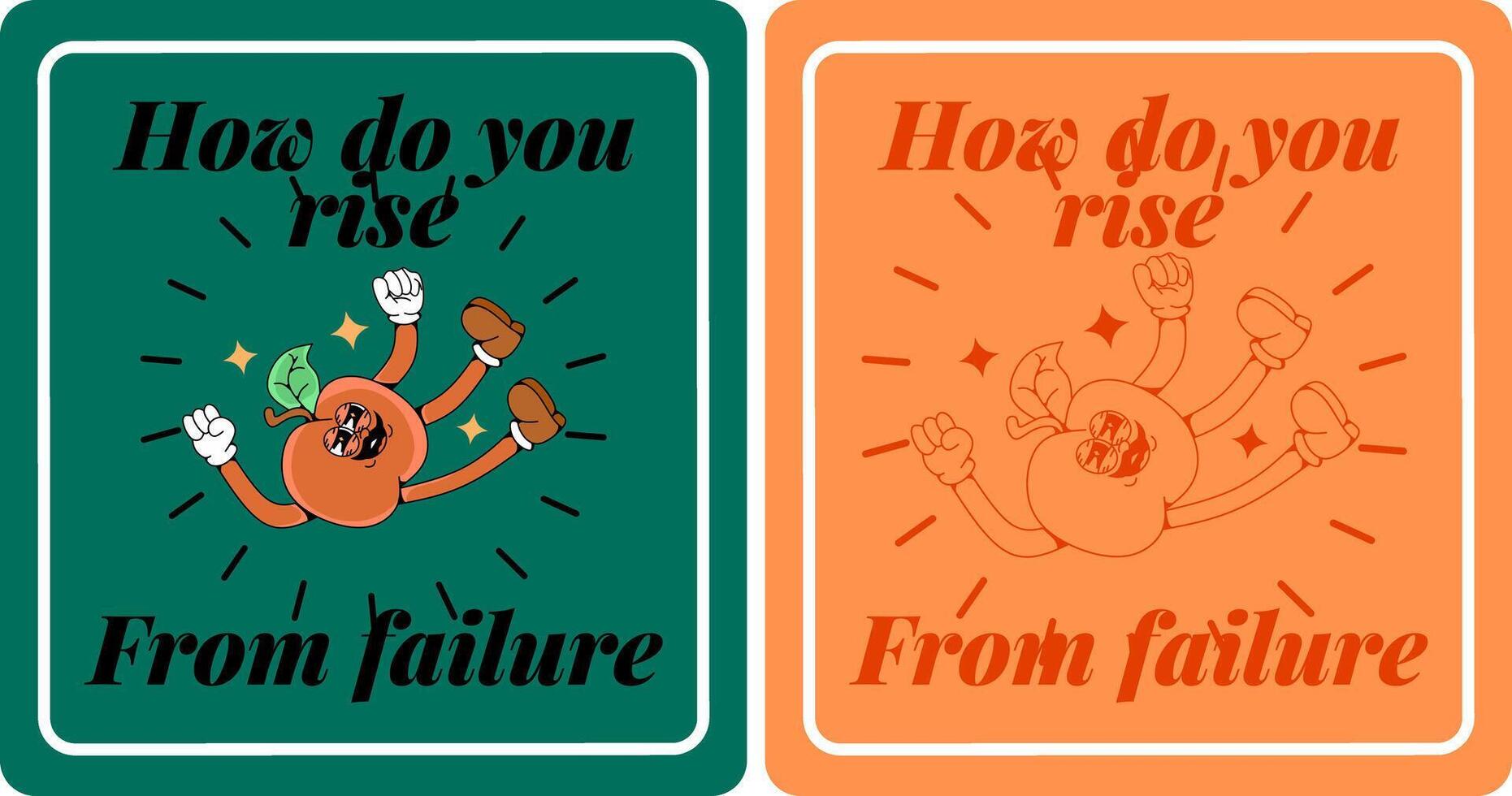 Mascot Apple,Falling, Rising, and Growing Stronger, Falling and Rising,Mascot Apple Analogy for Facing Lifes Failures vector