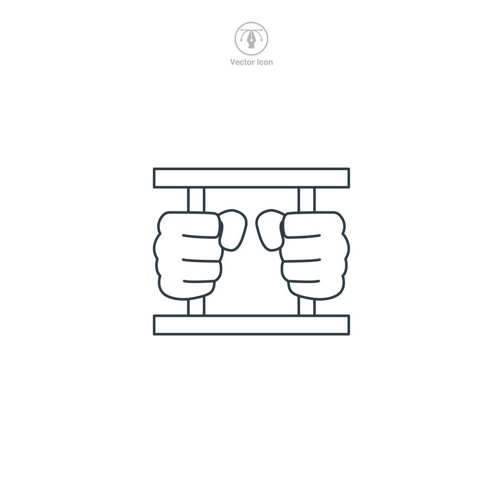 Hands holding prison Icon symbol illustration isolated on white background vector