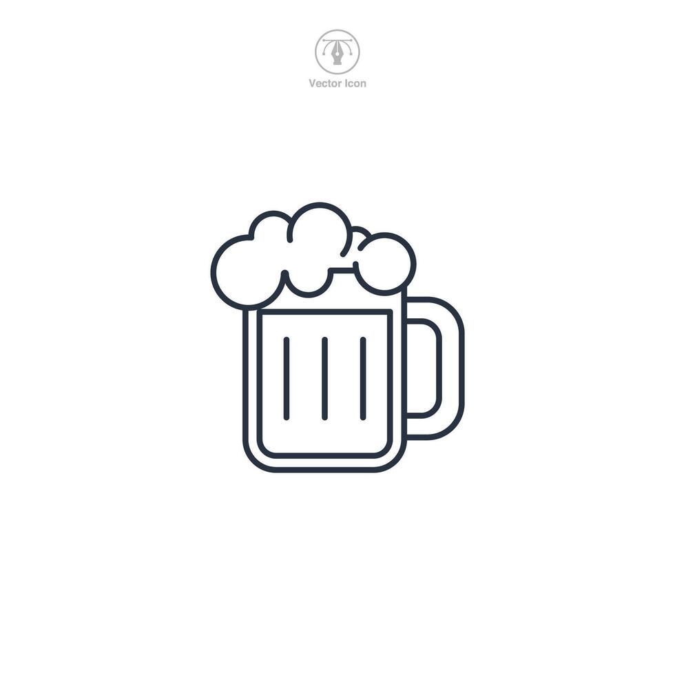 beer mug with frothy beer Icon symbol illustration isolated on white background vector