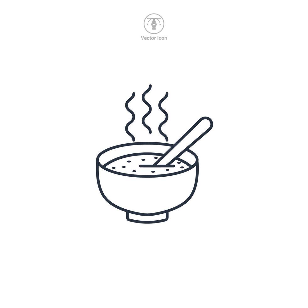 bowl of soup with a spoon Icon symbol illustration isolated on white background vector