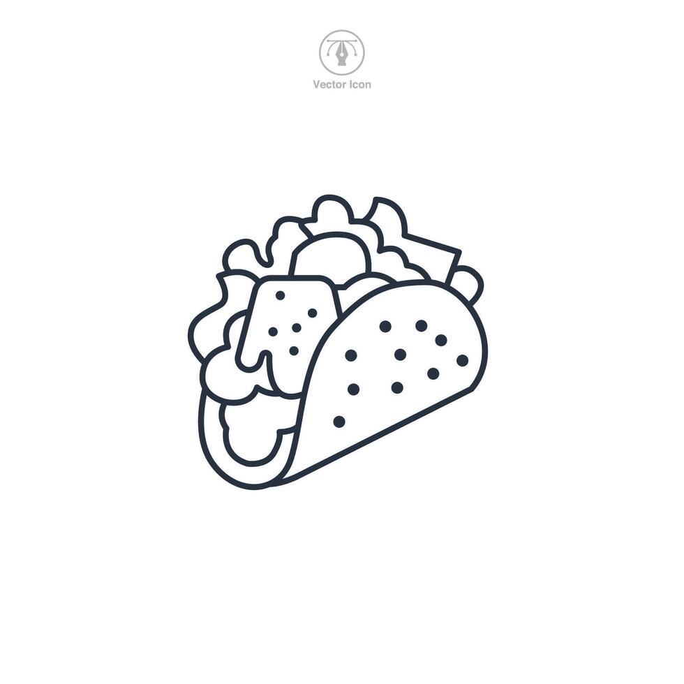 taco with meat, cheese, and lettuce Icon symbol illustration isolated on white background vector