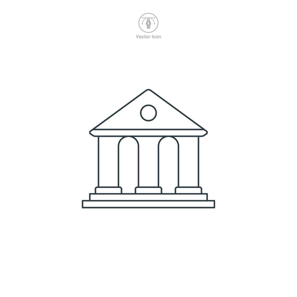 Courthouse building Icon symbol illustration isolated on white background vector