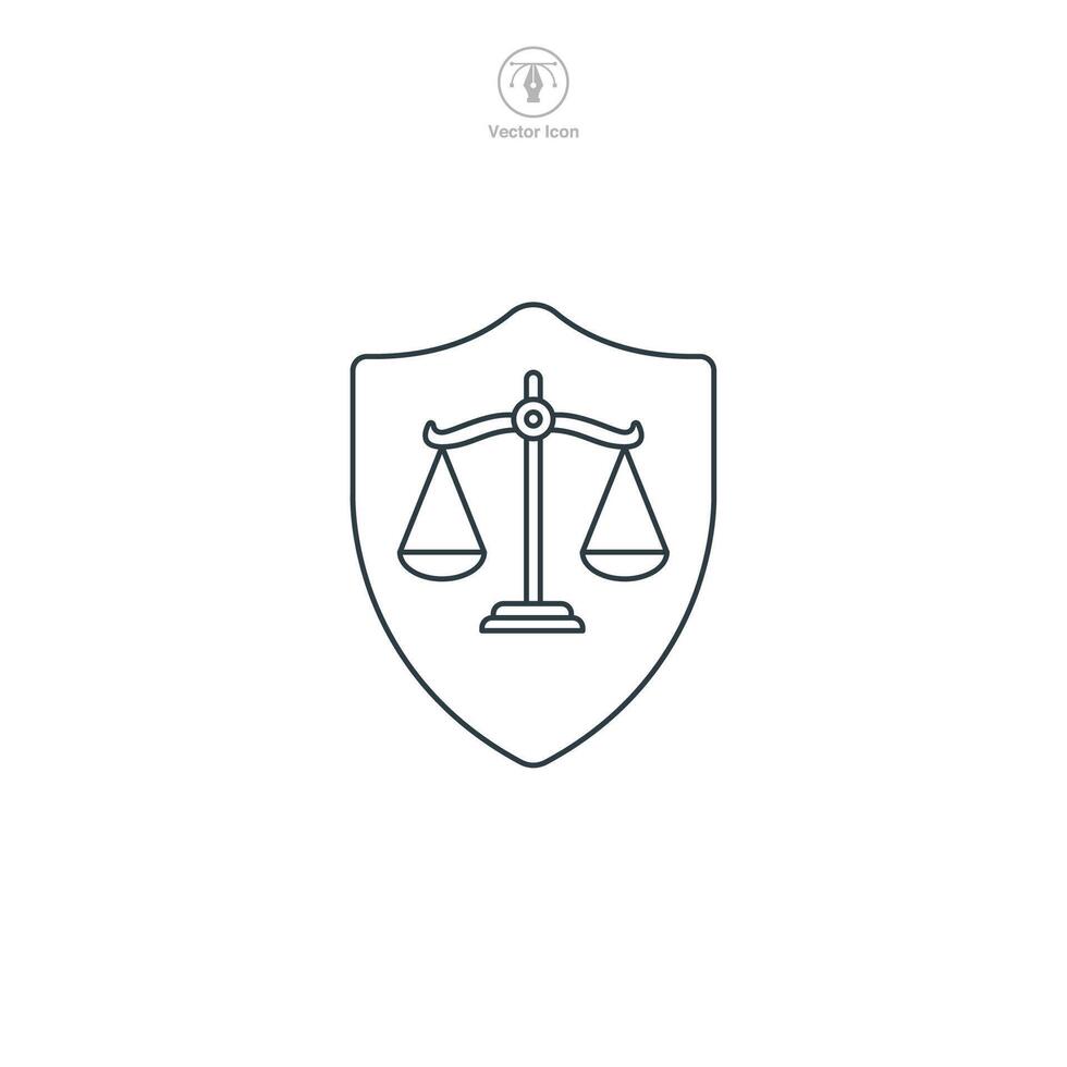 Legal Shield Icon symbol illustration isolated on white background vector