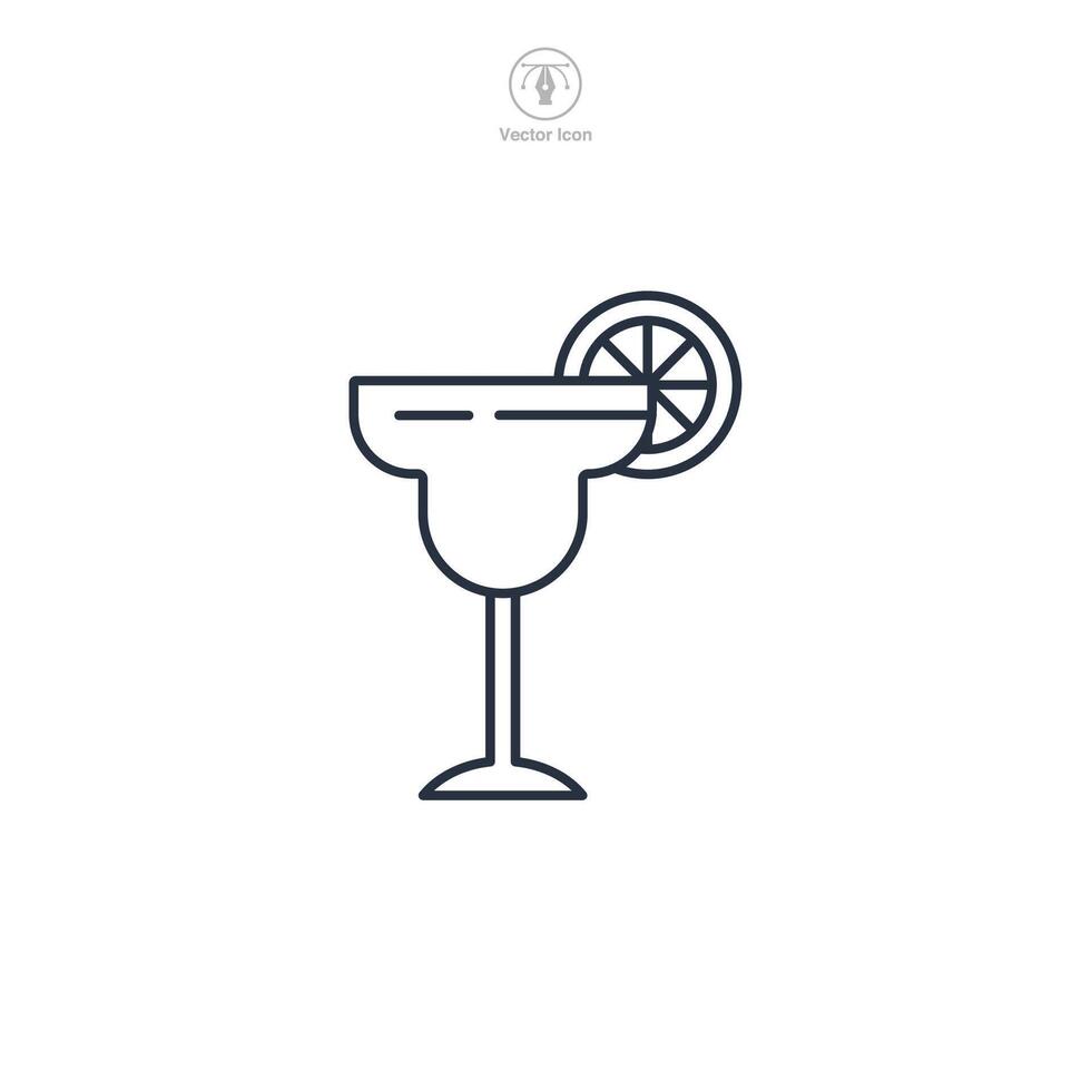 margarita glass with a slice of lime Icon symbol illustration isolated on white background vector
