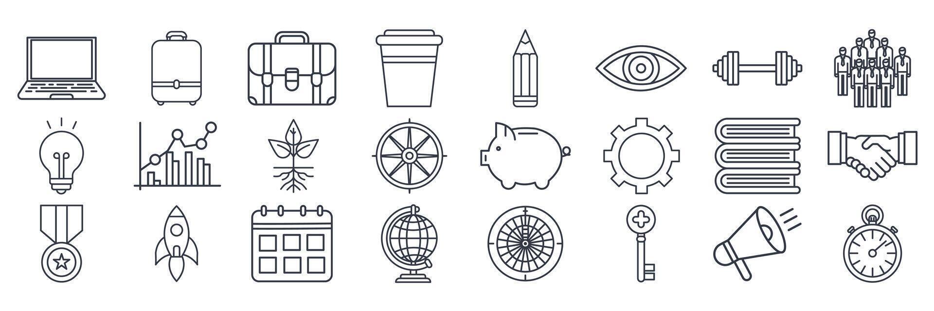 startup icons set, Included icons as Light Bulb, Coffee Cup, Handshake, Suitcase and more symbols collection, logo isolated illustration vector