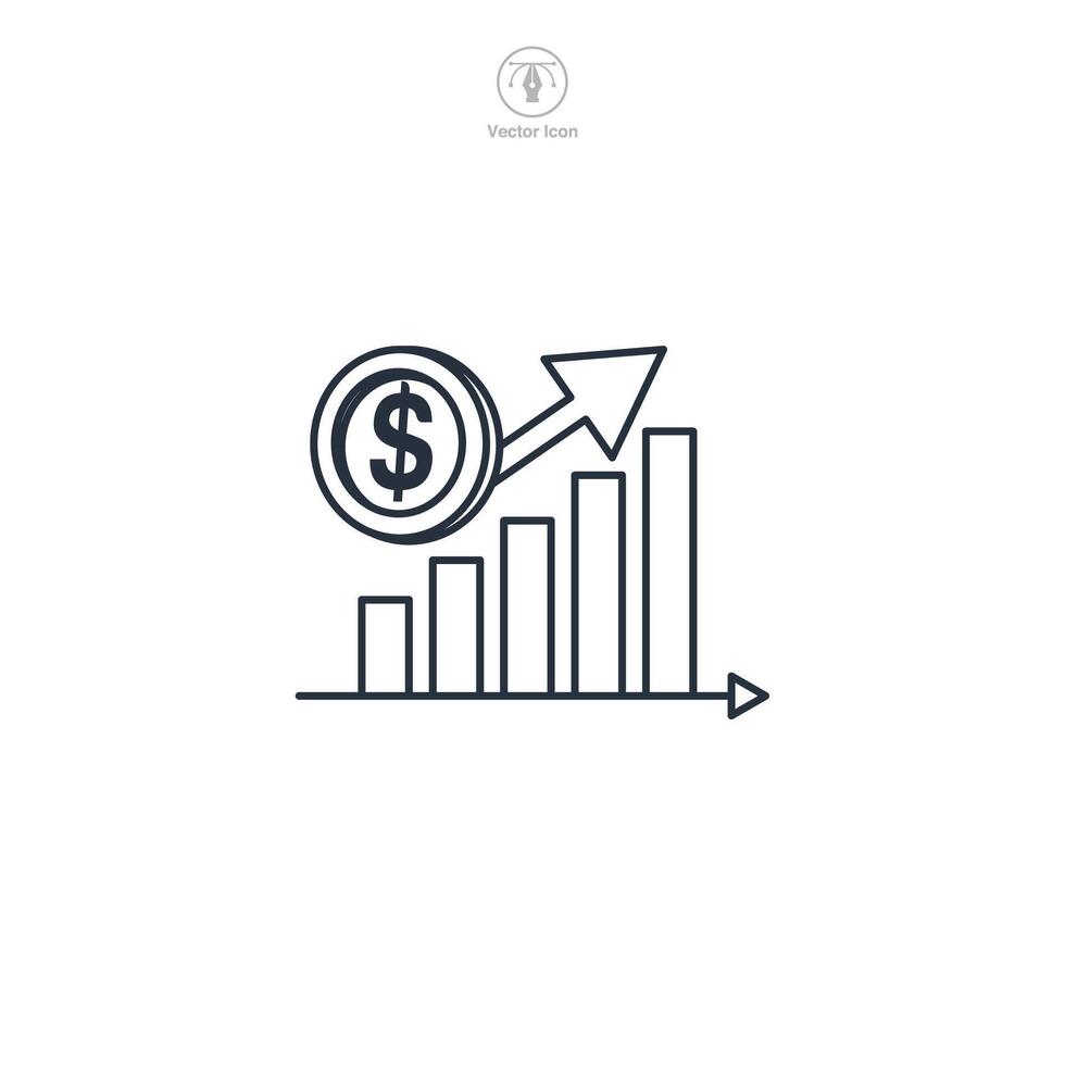 increase money growth Icon. Business Financial theme symbol illustration isolated on white background vector