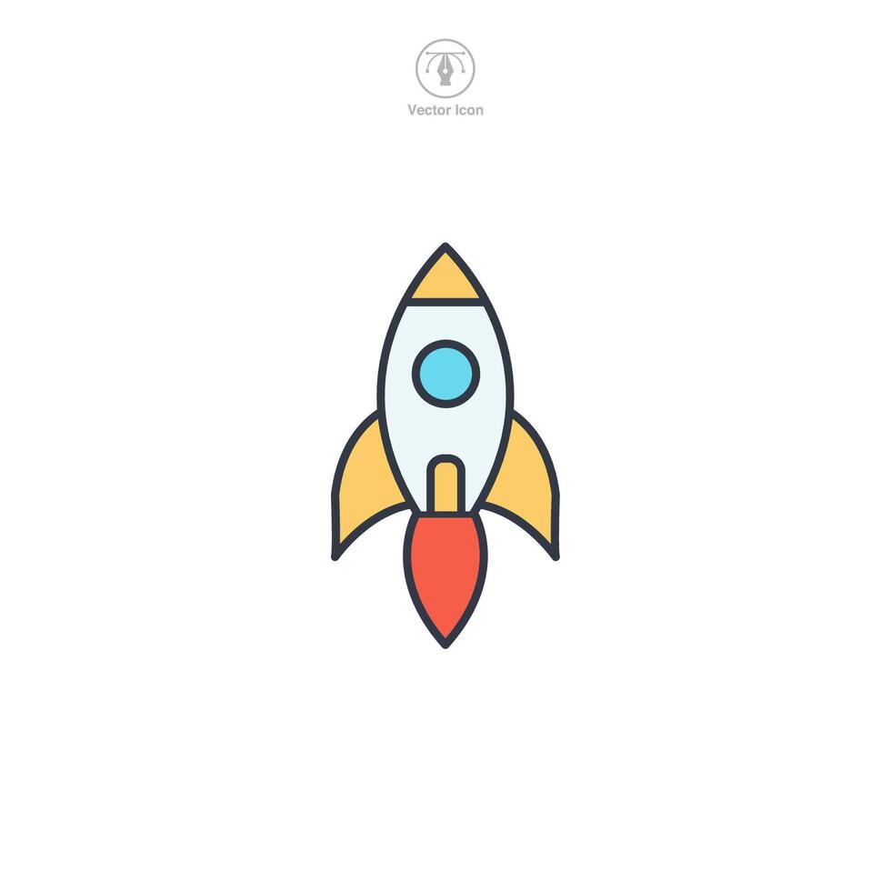 Rocket Icon symbol illustration isolated on white background vector