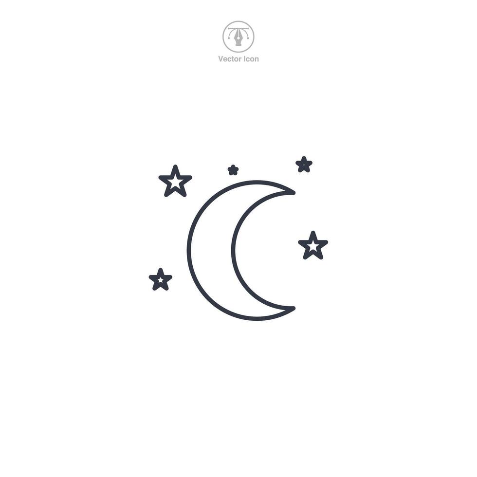 Moon Stars Icon symbol illustration isolated on white background vector