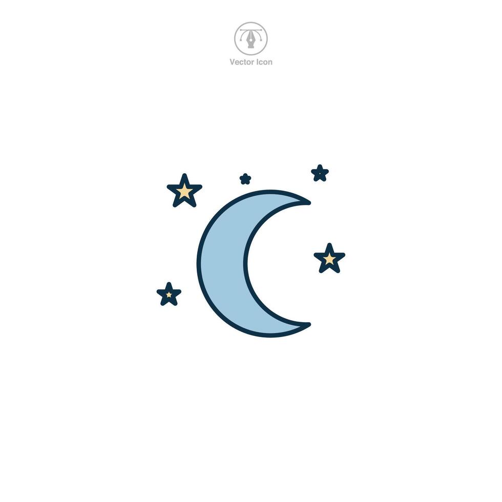 Moon Stars Icon symbol illustration isolated on white background vector
