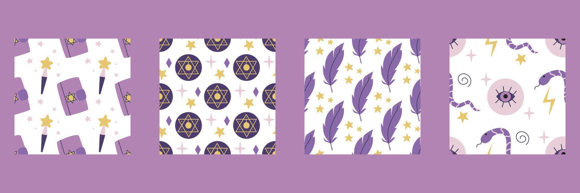 Set of magical seamless pattern vector