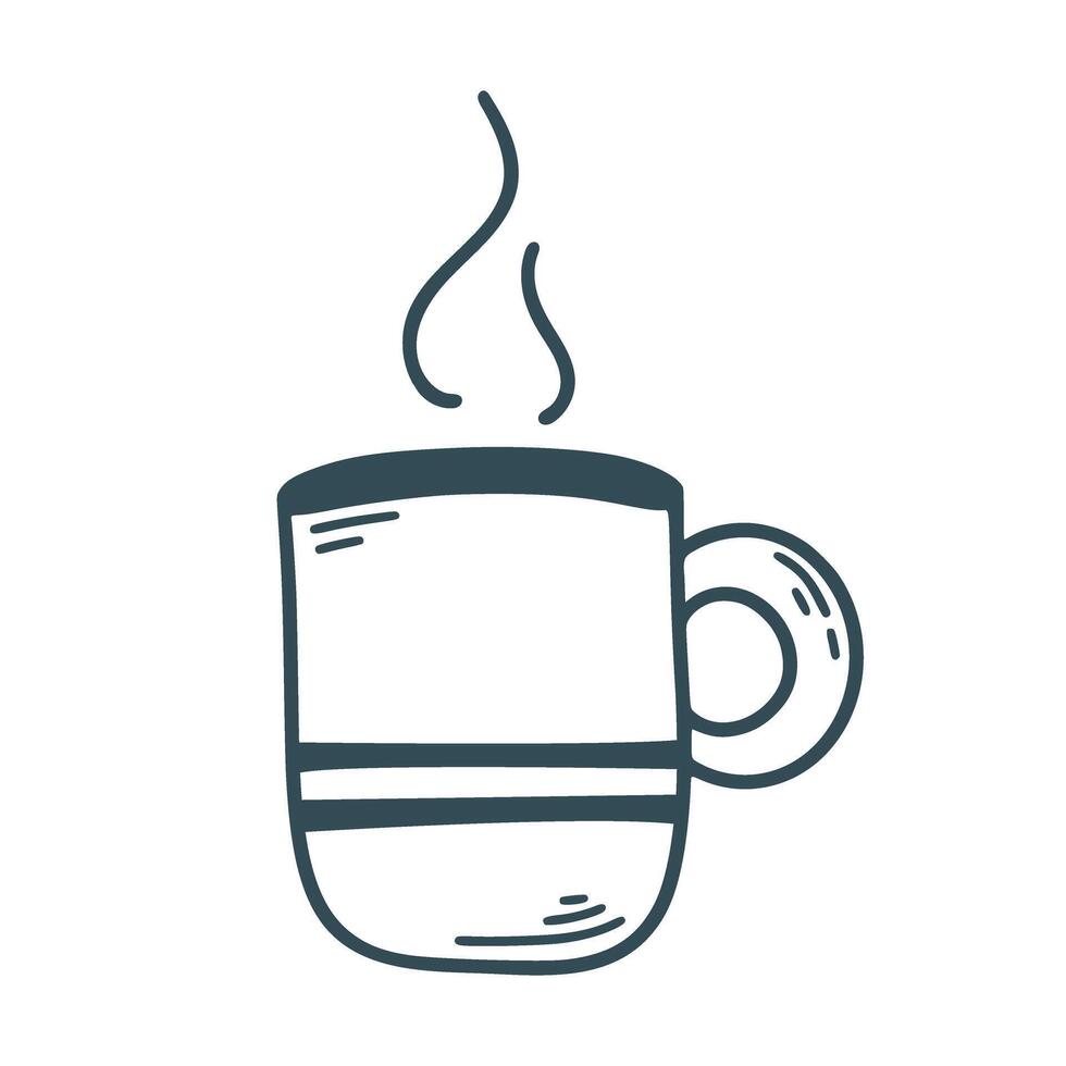 Cup with steam doodle sketch style vector