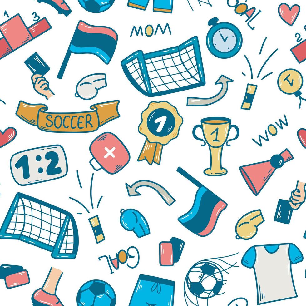 Hand drawn football seamless pattern vector