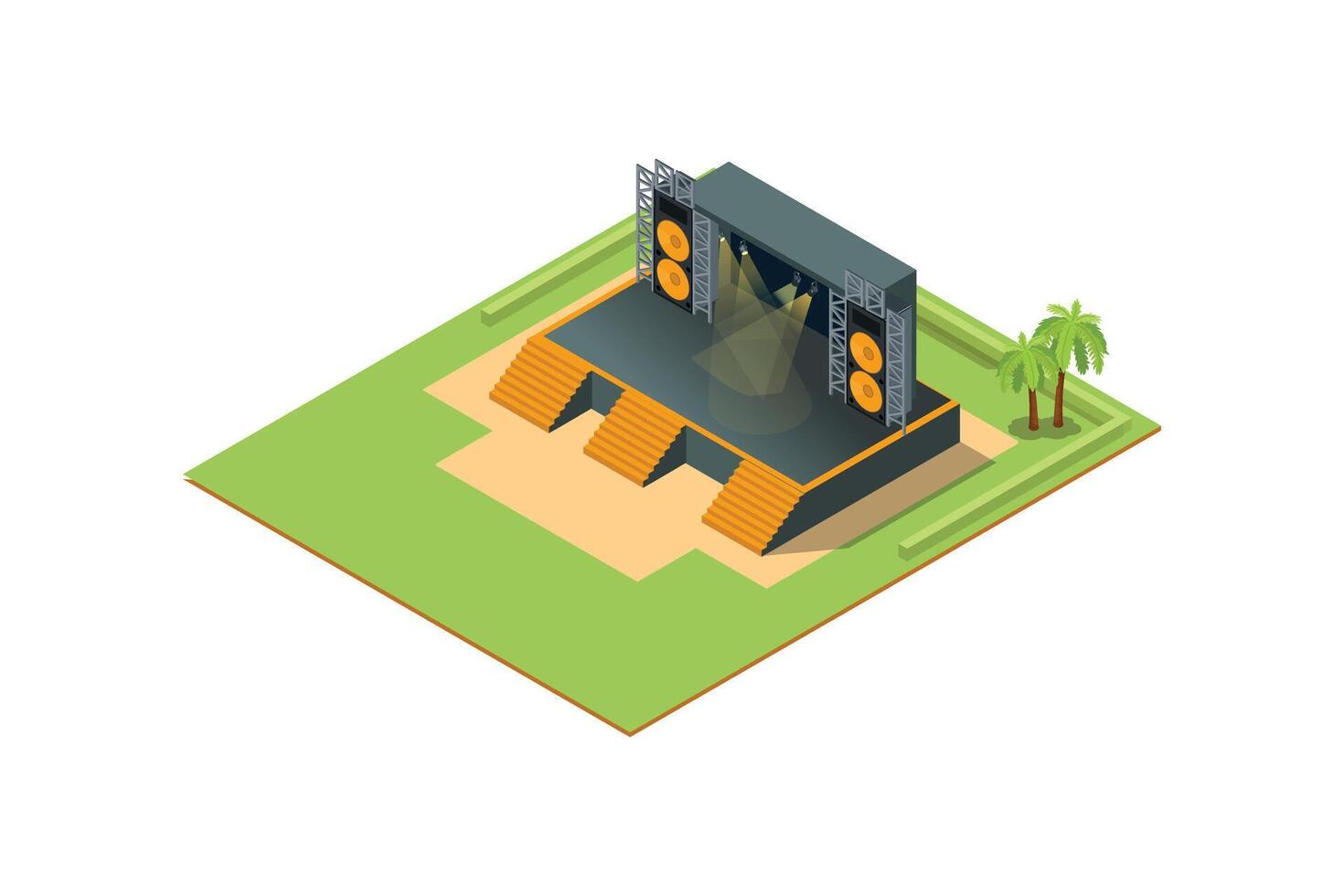 Illustration Isometric Music Event stage, 3d Concept Isometric View. Suitable for Diagrams, Game Asset, And Other asset vector