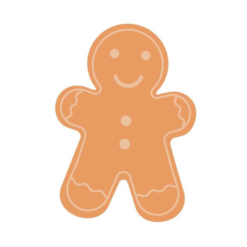 Gingerbread man Christmas hand drawn cookies isolated on white background vector