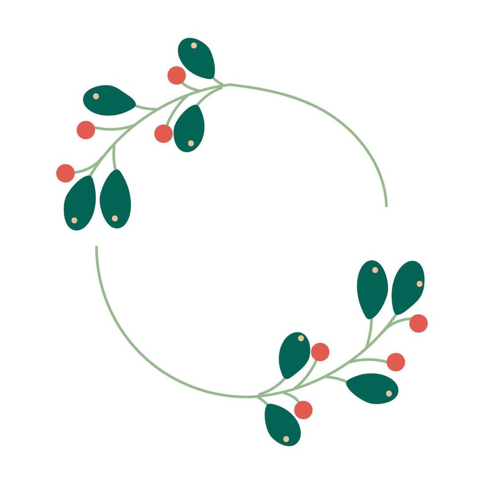Christmas tree wreath hand drawn isolated on white background vector