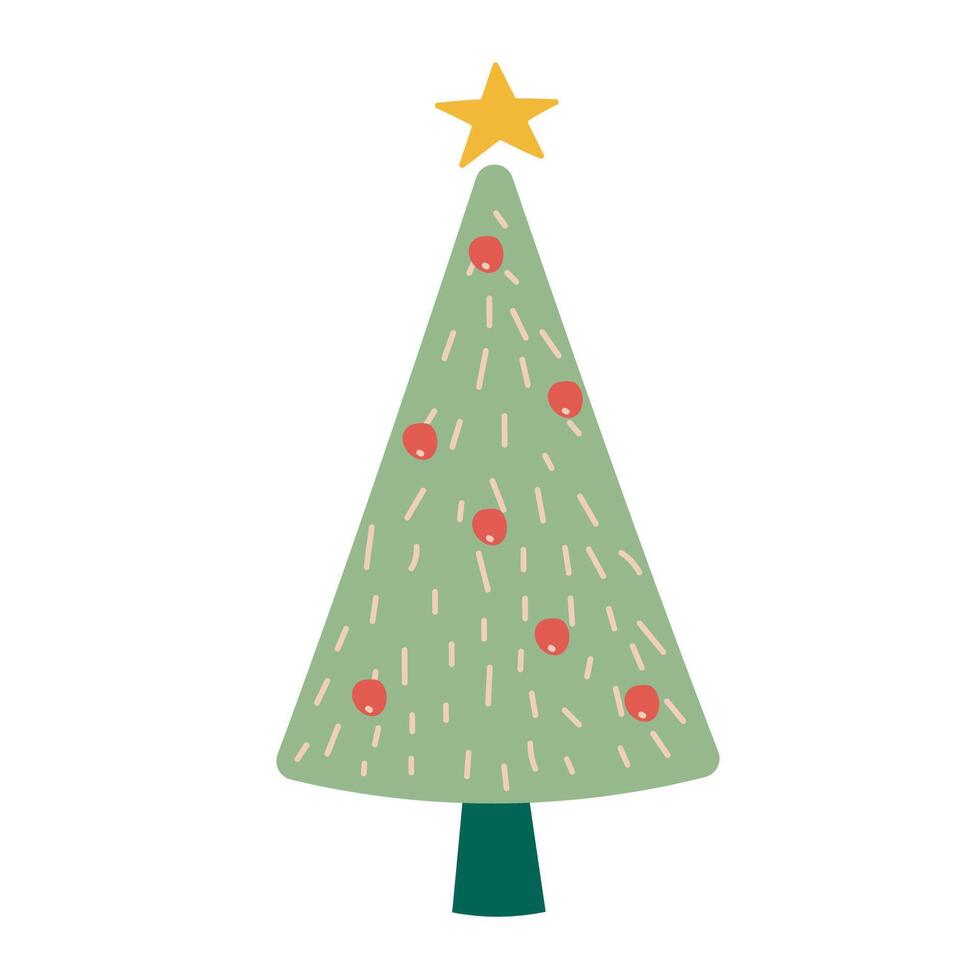 Christmas tree hand drawn isolated on white background vector