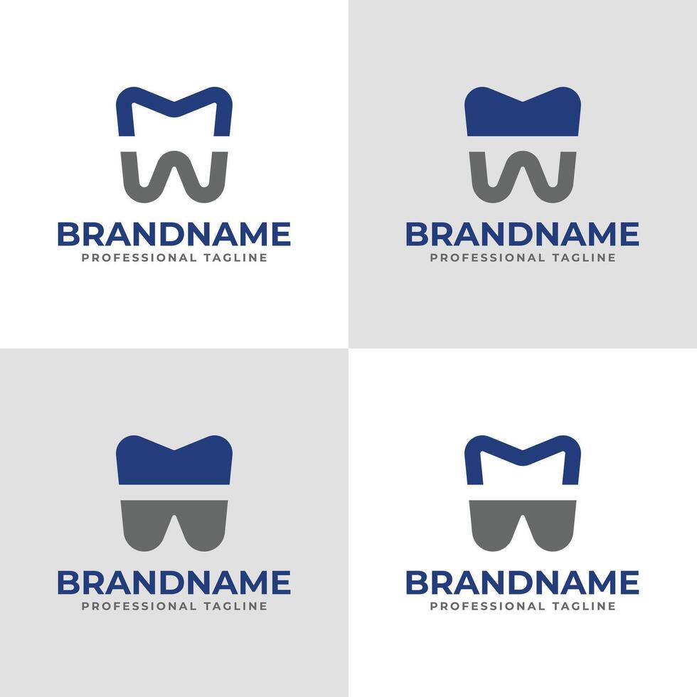Letters MW Dental Logo, suitable for Dentist with M, W, MW, WM initials vector