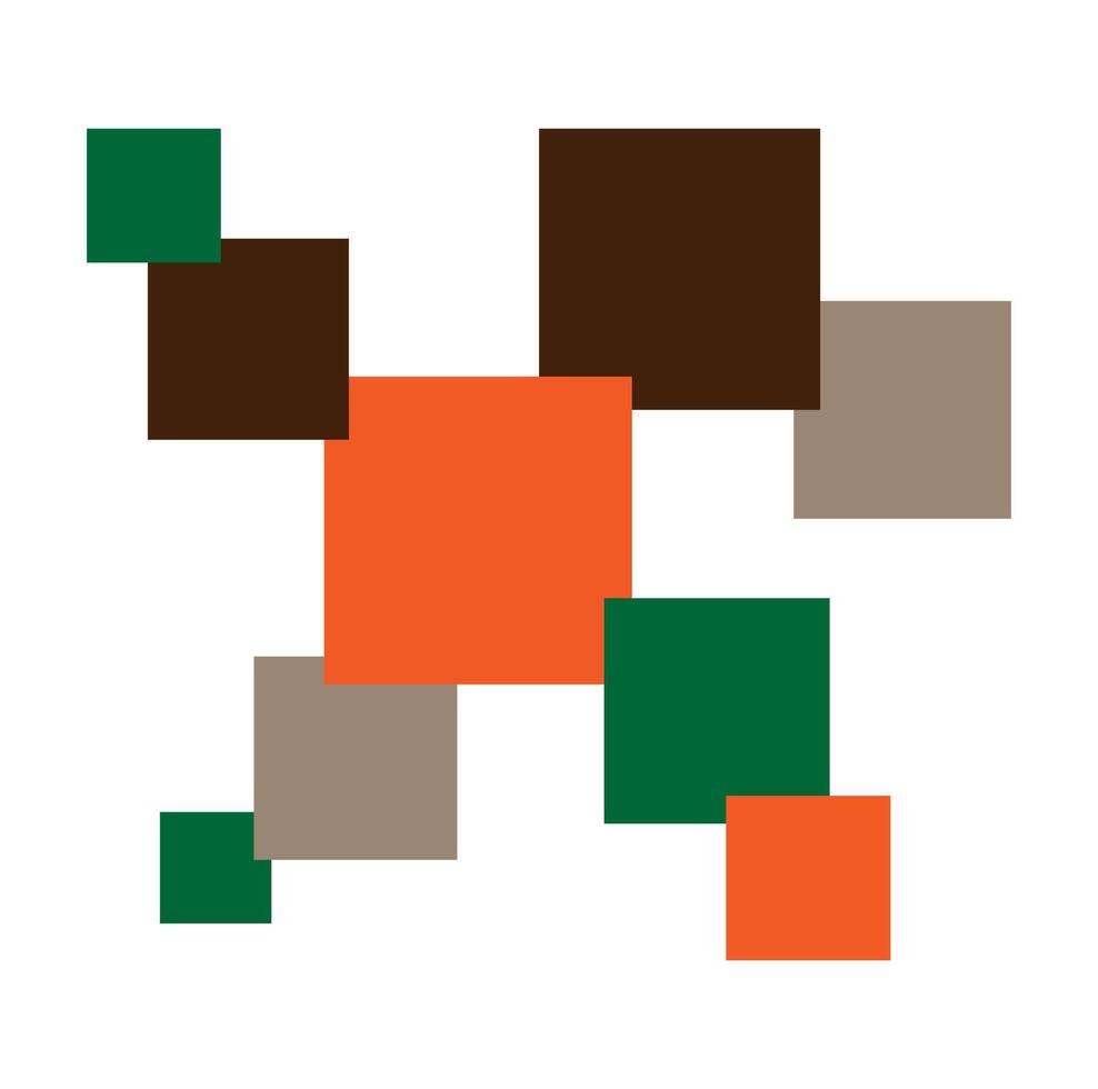 Geometric shape composed of squares of varying sizes. Decorative element for advertising layout, logo, poster, blank and design projects. Set of shades Aventurine. vector