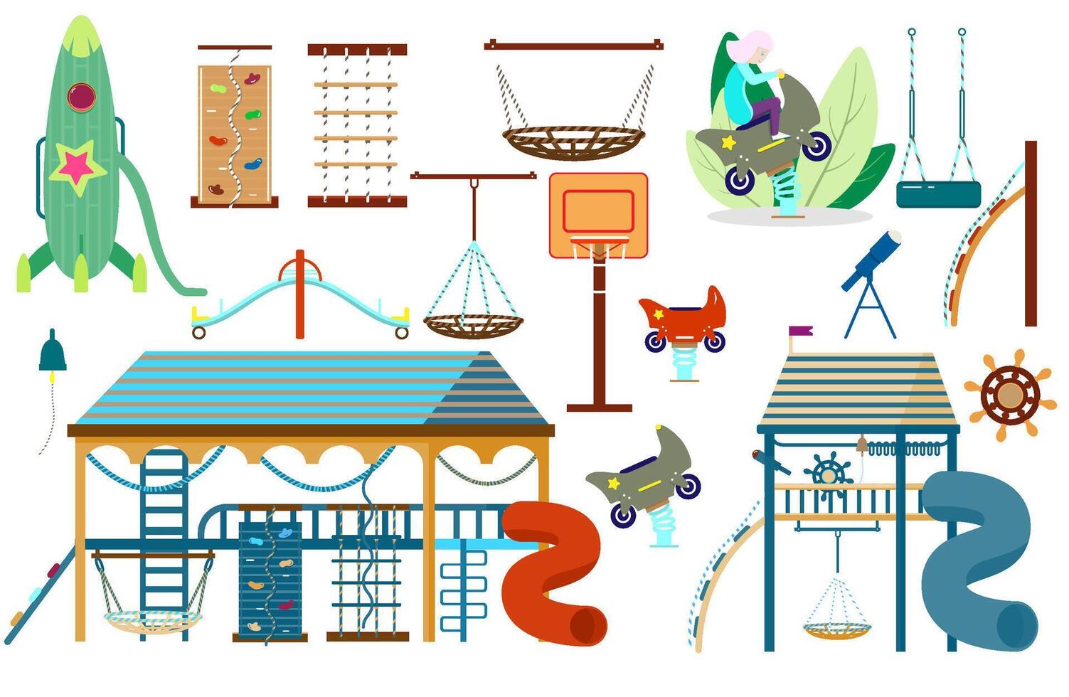 set of kids playground elements. vector