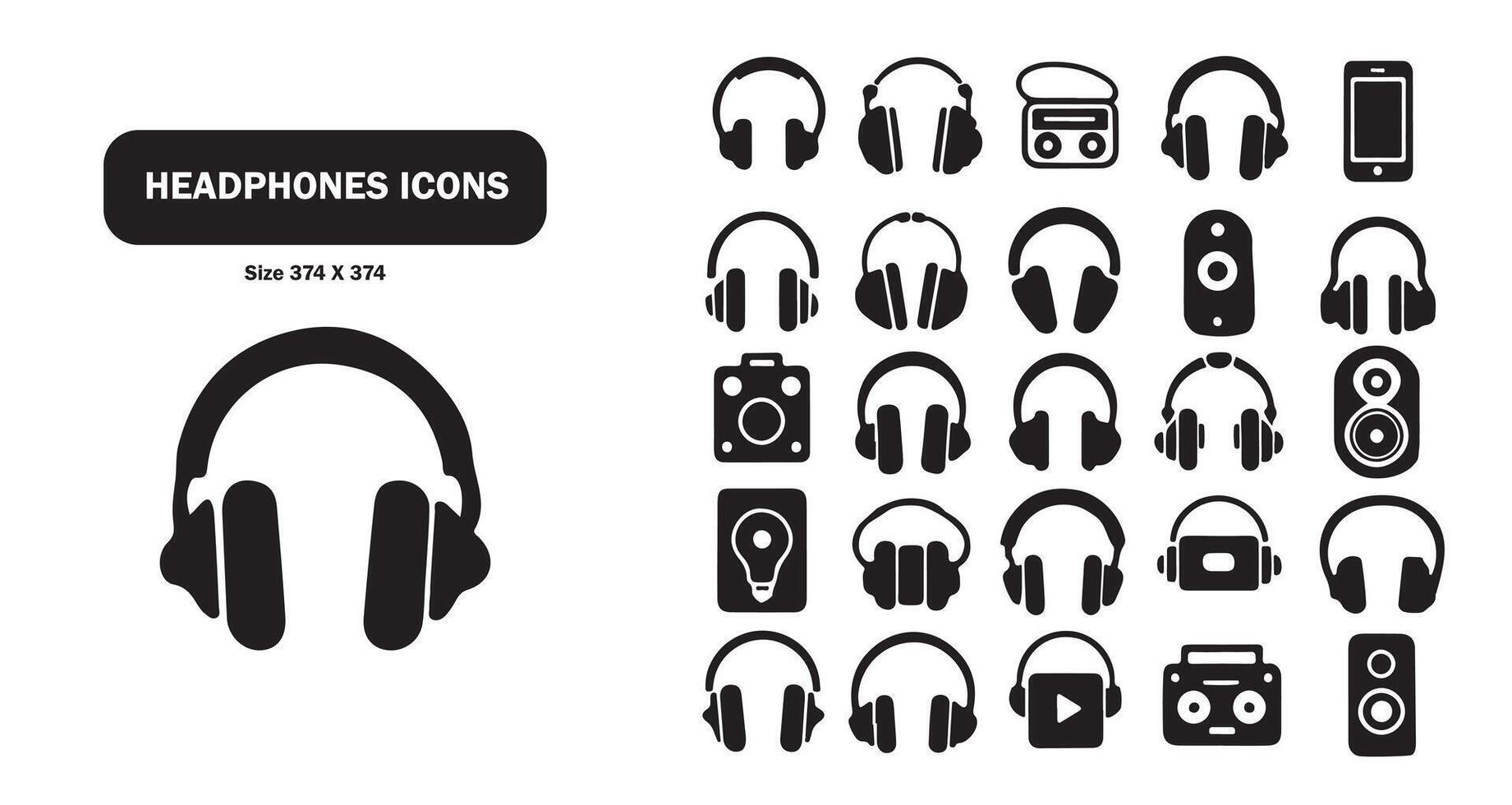 Head Phones And Speakers Icons Bundle vector