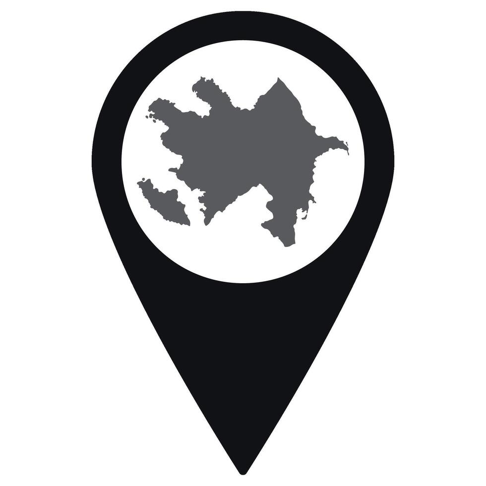 Azerbaijan map. Map of Azerbaijan on map pin icon black color isolated vector