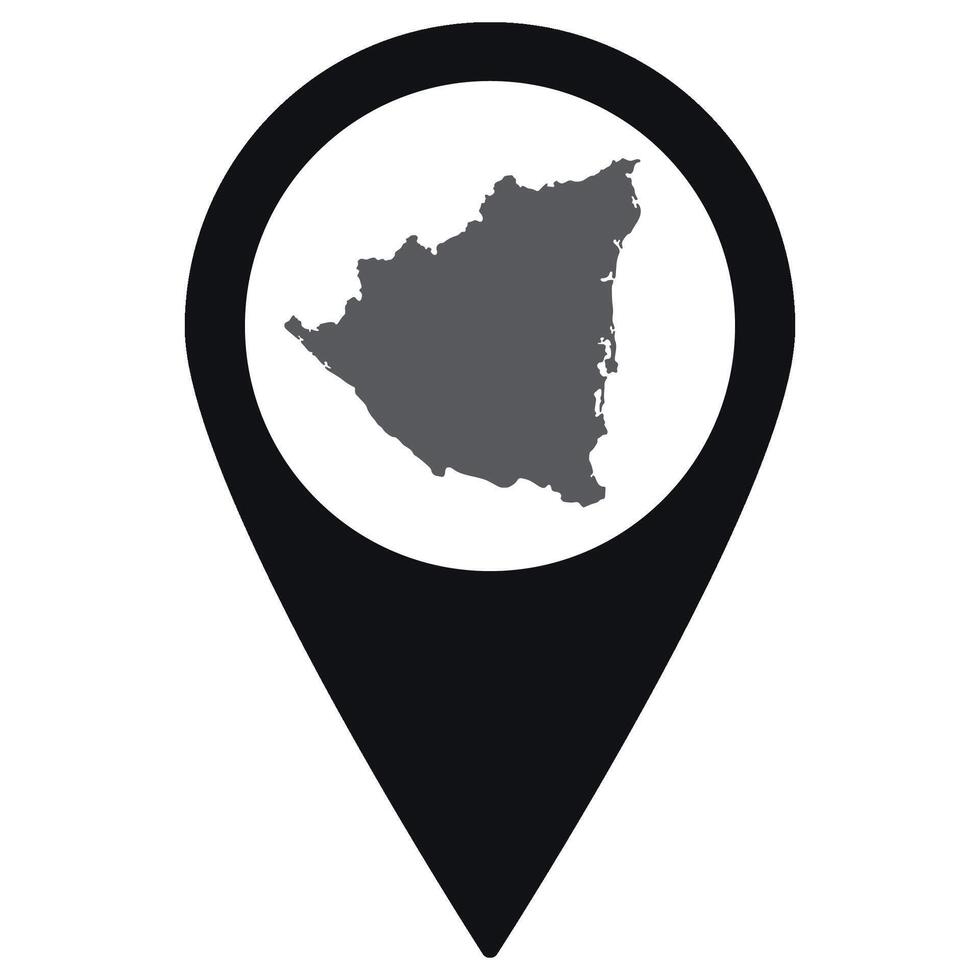 Nicaragua map. Map of Nicaragua on map pin icon black color isolated vector