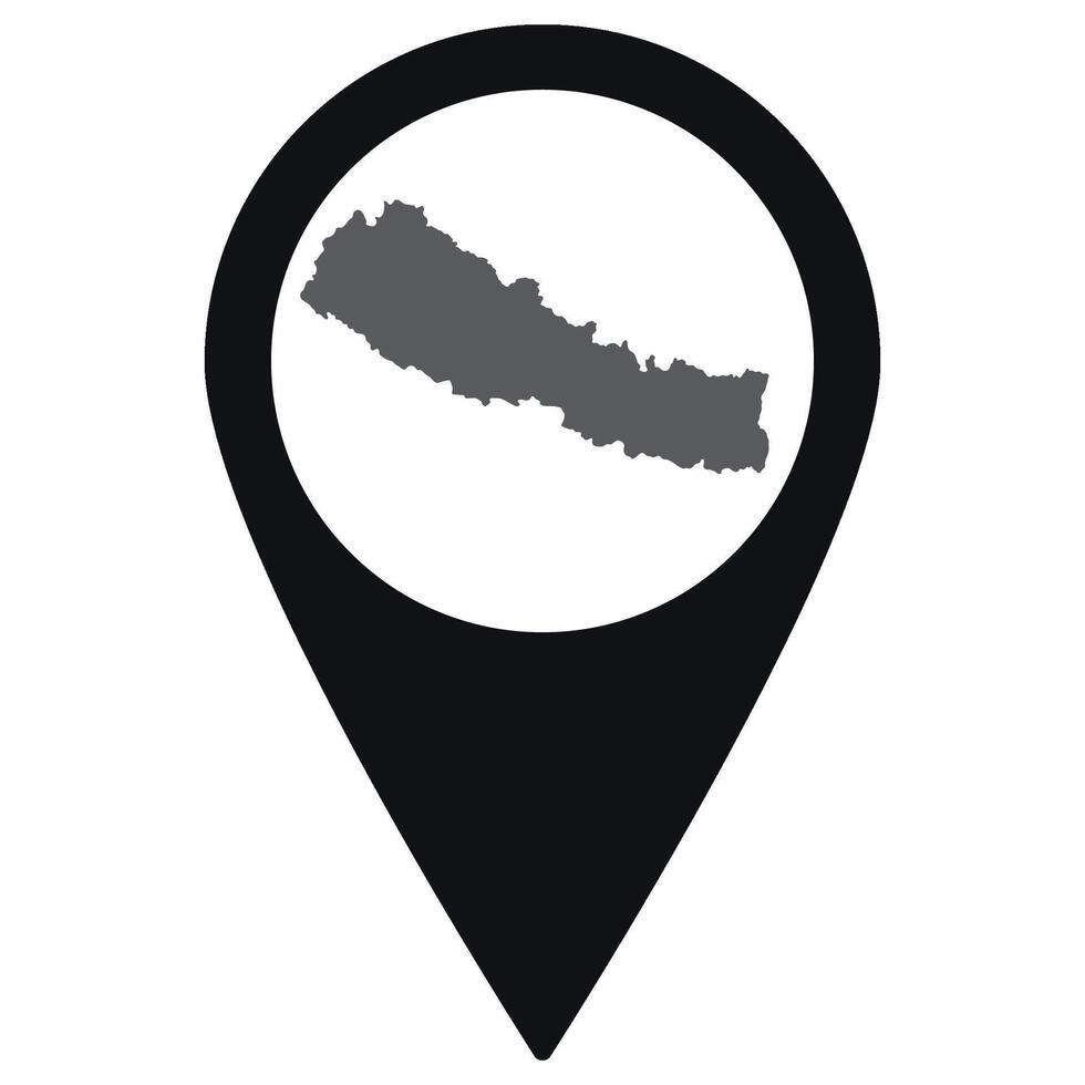 Nepal map. Map of Nepal on map pin icon black color isolated vector