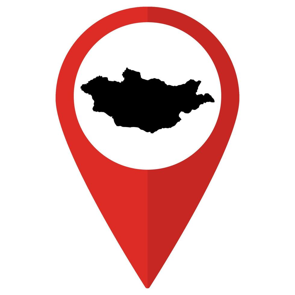 Mongolia map. Map of Mongolia on map pin icon red color isolated vector
