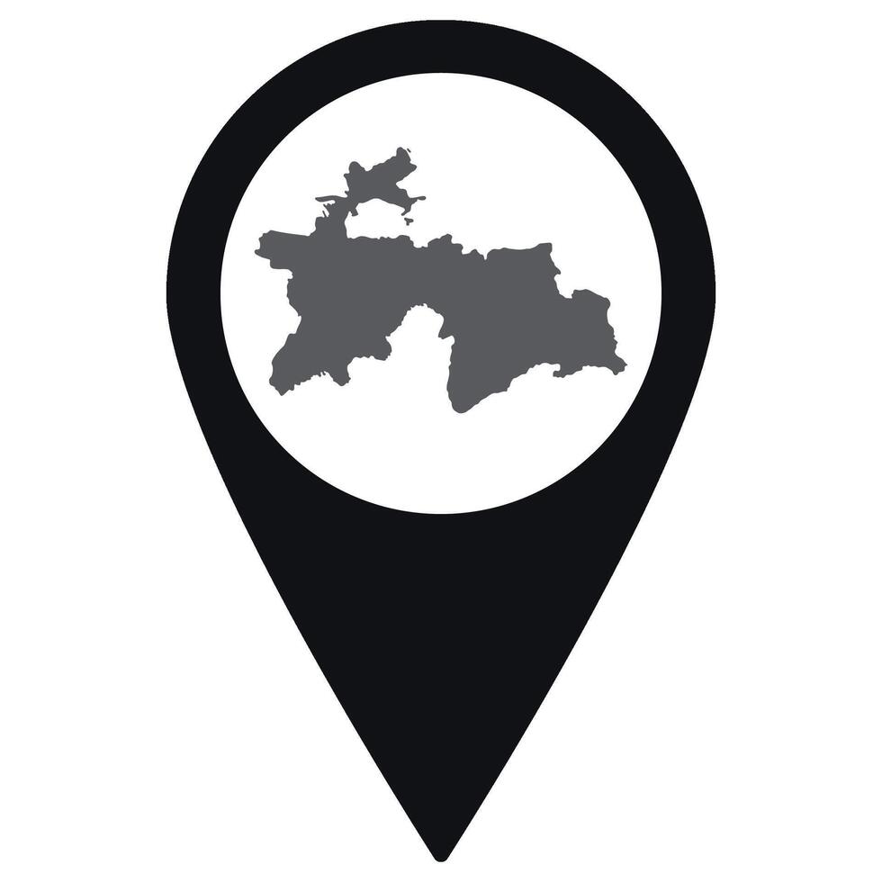Tajikistan map. Map of Tajikistan on map pin icon black color isolated vector