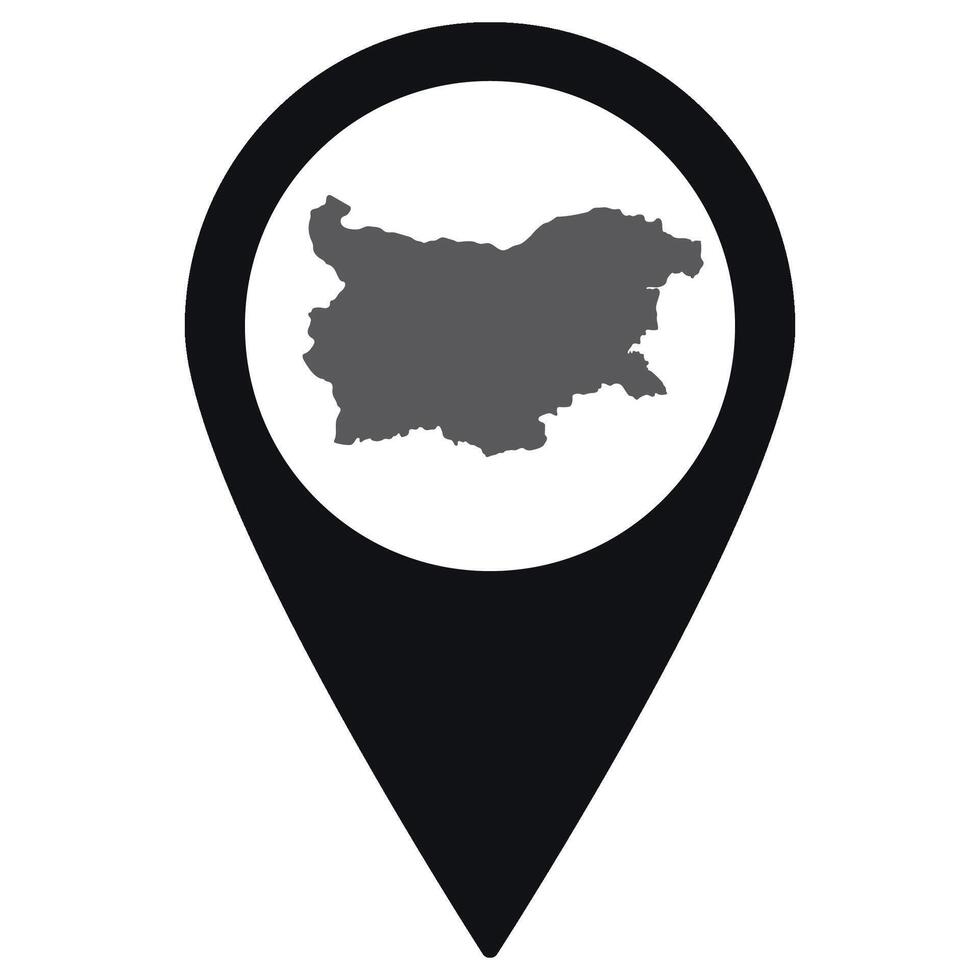 Bulgaria map. Map of Bulgaria on map pin icon black color isolated vector