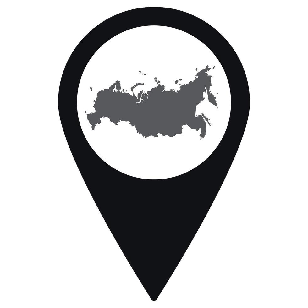 Russia map. Map of Russia on map pin icon black color isolated vector