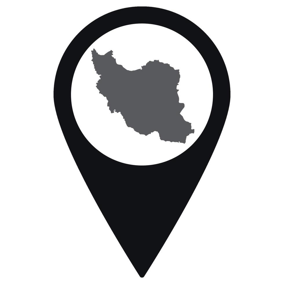 Iran map. Map of Iran on map pin icon black color isolated vector