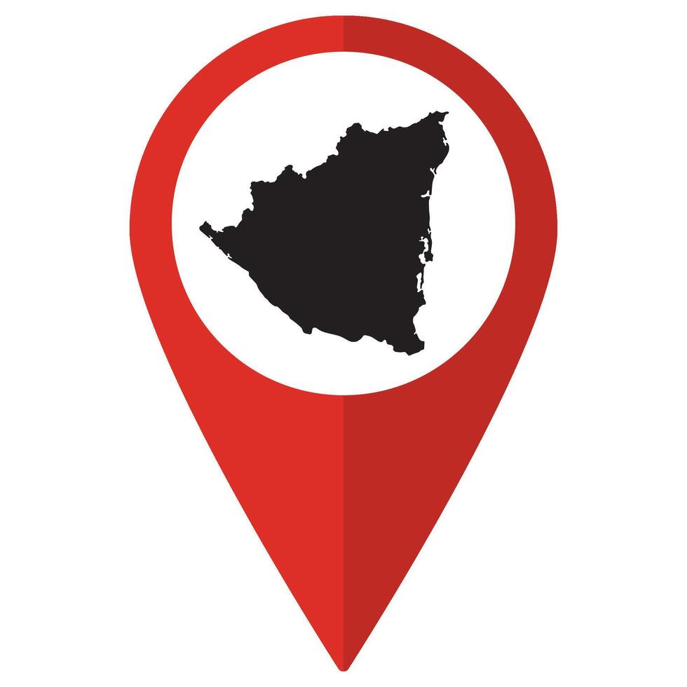 Nicaragua map. Map of Nicaragua on map pin icon red color isolated vector