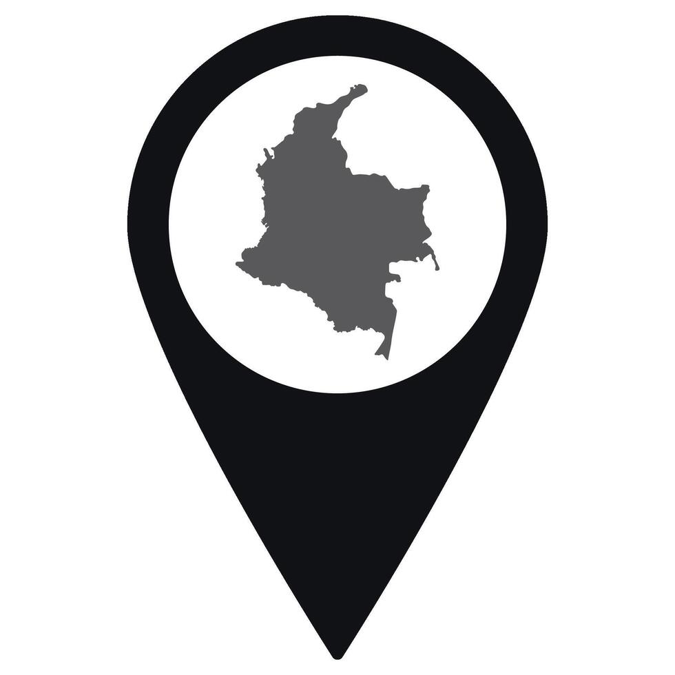 Colombia map. Map of Colombia on map pin icon black color isolated vector