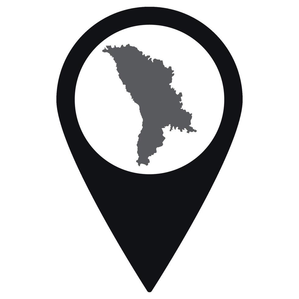 Moldova map. Map of Moldova on map pin icon black color isolated vector