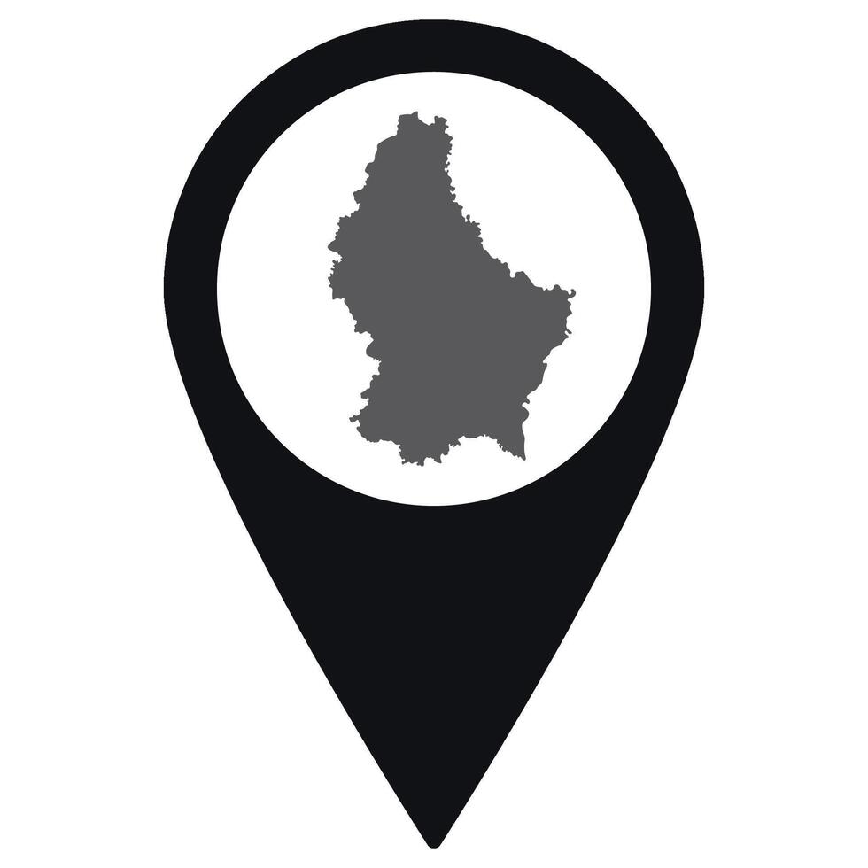 Luxembourg map. Map of Luxembourg on map pin icon black color isolated vector
