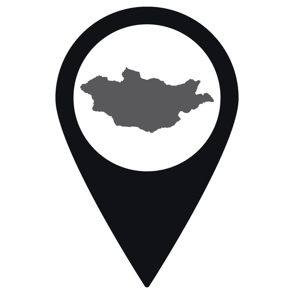 Mongolia map. Map of Mongolia on map pin icon black color isolated vector