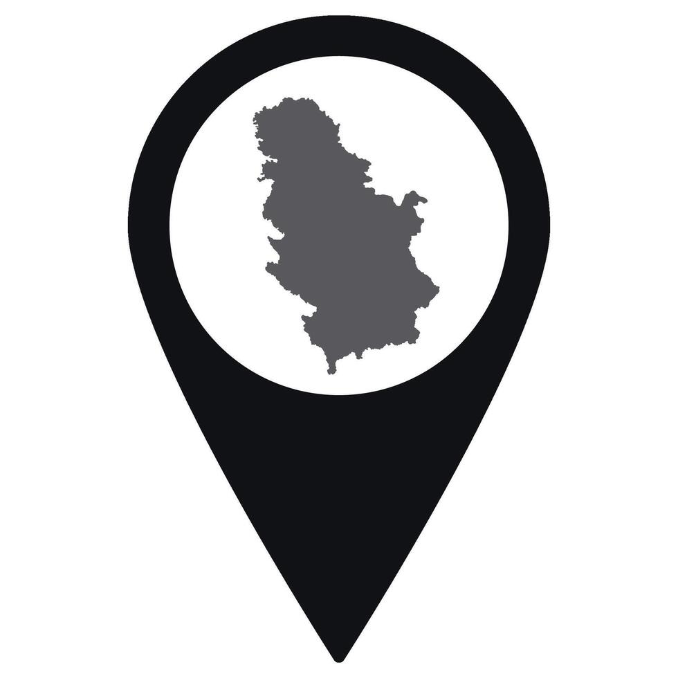 Serbia map. Map of Serbia on map pin icon black color isolated vector