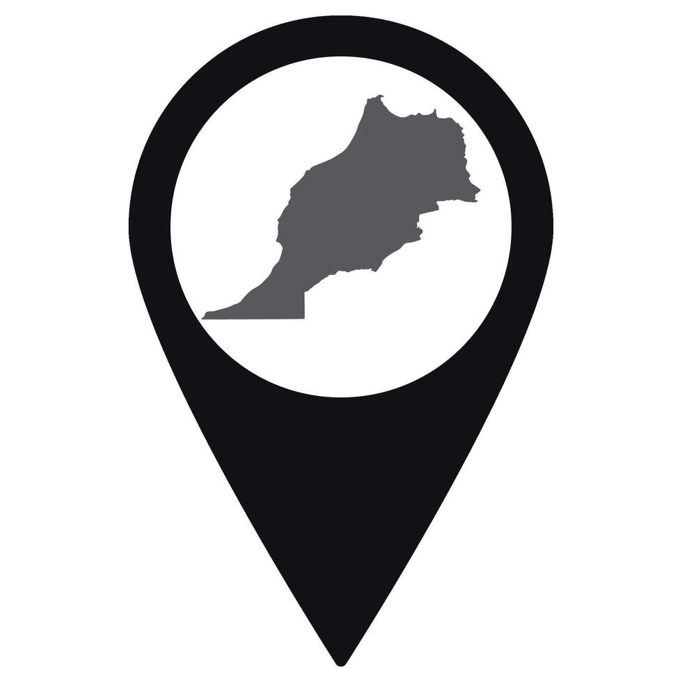 Morocco map. Map of Morocco on map pin icon black color isolated vector
