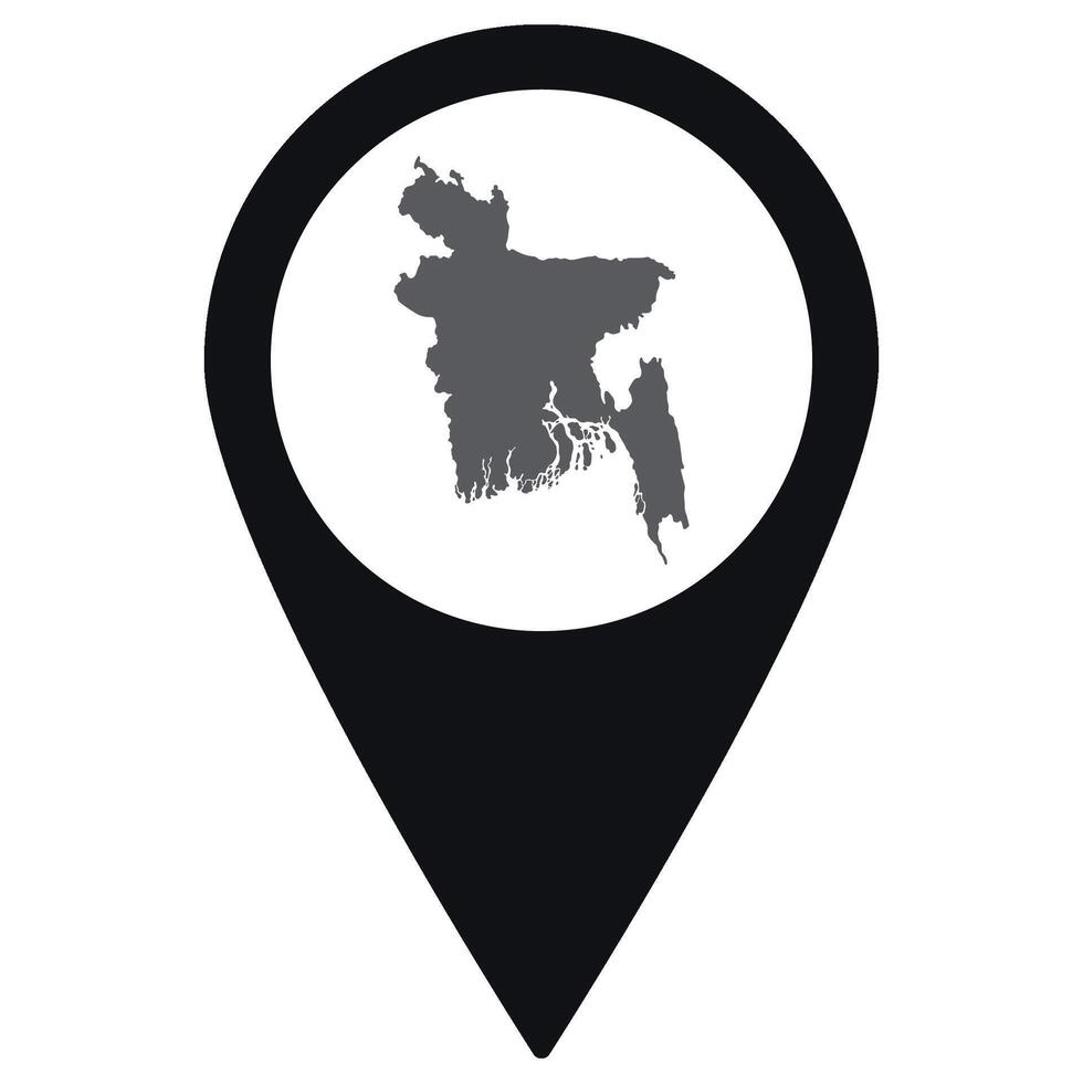 Bangladesh map. Map of Bangladesh on map pin icon black color isolated vector