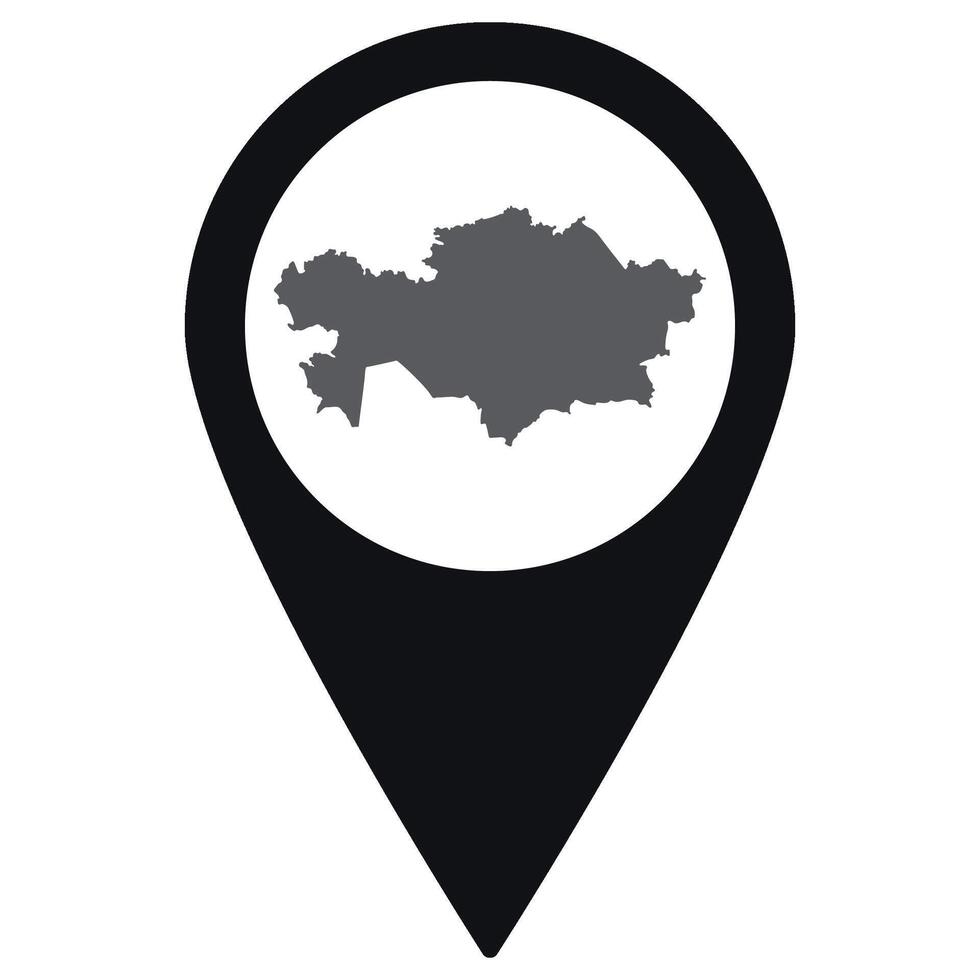 Kazakhstan map. Map of Kazakhstan on map pin icon black color isolated vector