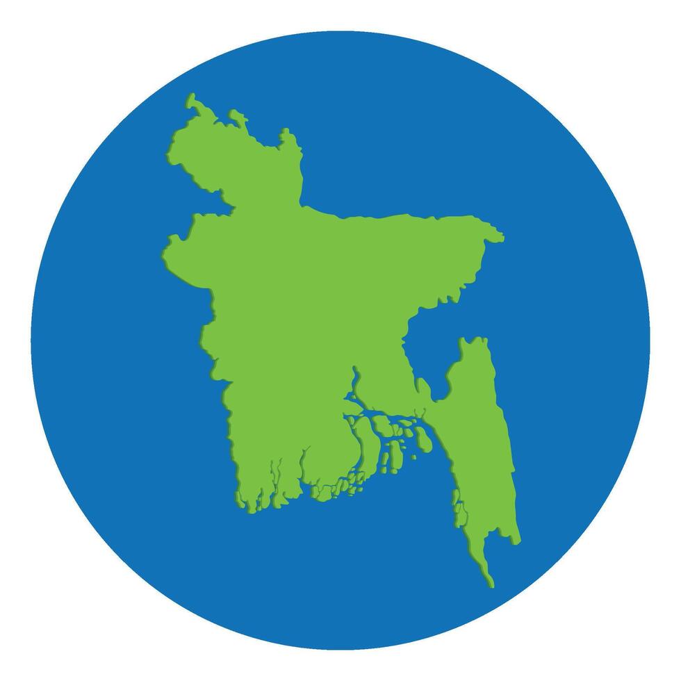 Bangladesh map. Map of Bangladesh in green color and blue globe shape vector