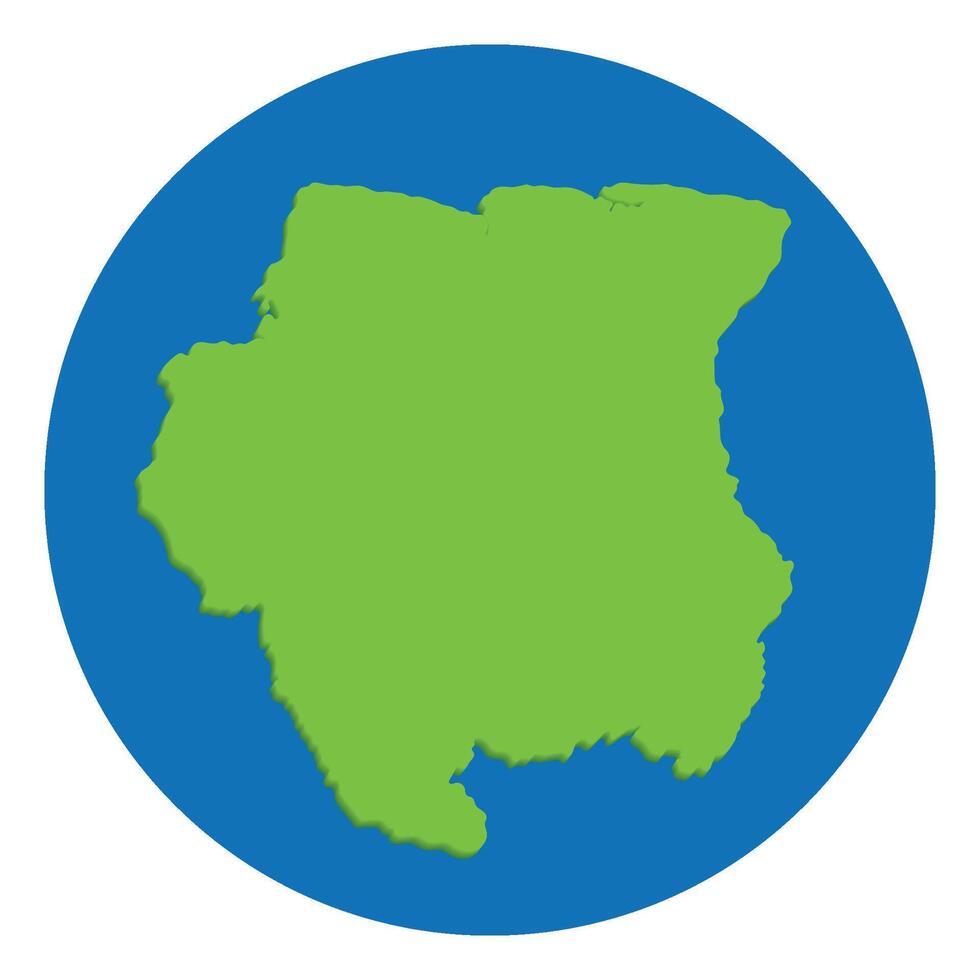 Suriname map. Map of Suriname in globe design with blue circle vector