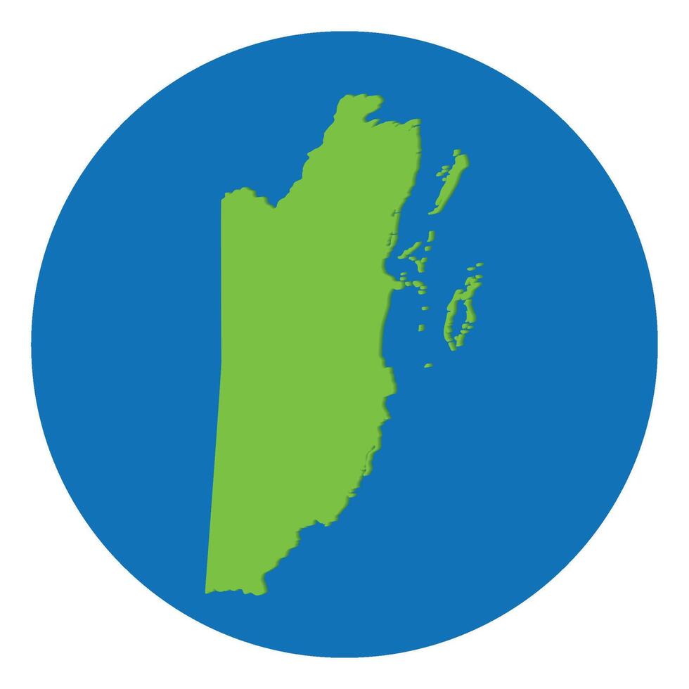 Belize map. Map of Belize in green color and blue globe shape vector